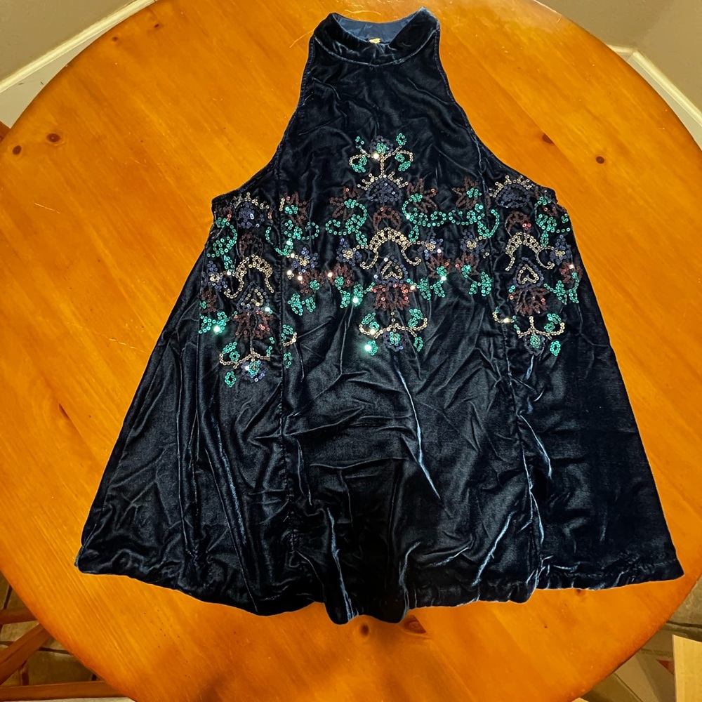 Free People Navy Sequen Mini Dress